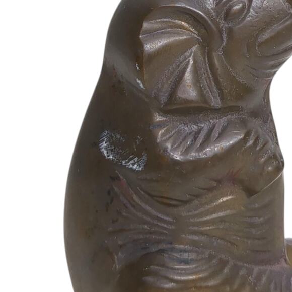 Sold Brass Elephant Sitting Trunk Up Figurine Doorstop Decor 6.5” Tall Heavy VTG - Picture 3 of 9